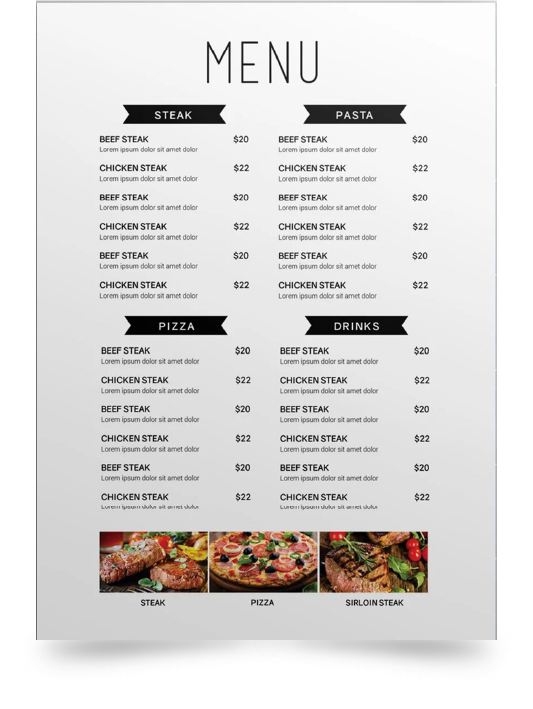 menu impreso